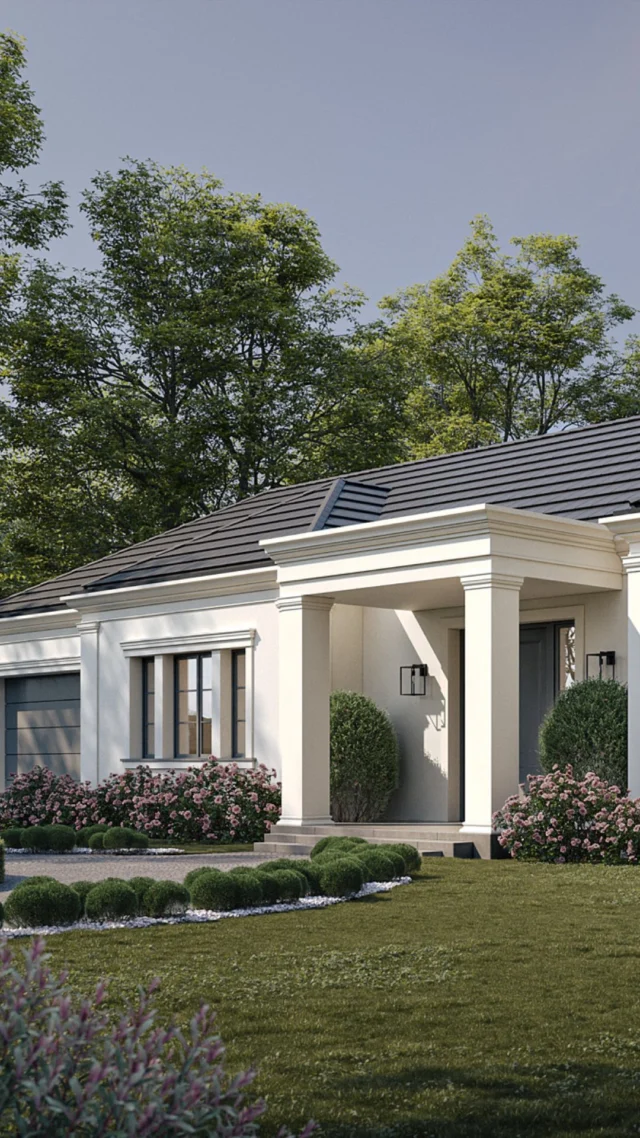 Przed Wami willa Étage 💫💫 w całej okazałości! 

Na 250m2 powierzchni znajdziecie:
👉🏻 kuchnię z wyspą i podręczną spiżarnią
👉🏻 przestronną strefę dzienną [55m2] z salonem i jadalnią dla 10 osób
👉🏻 wiatrołap z garderoba na odzież wierzchnią
👉🏻 gabinet z funkcją pokoju gościnnego
👉🏻 2 sypialnie dzieci, każda po 15m2 z przewidzianą dla nich osobną łazienką
👉🏻 Master Bedroom z garderobą oraz prywatną łazienką 
👉🏻 wygodny garaż na 2 samochody 
👉🏻 nie zapomnieliśmy też o kotłowni dostosowanej zarówno pod gaz jak i pompę ciepła, pralni jako osobno wydzielonym pomieszczeniu oraz o WC dla gości

Bonus to salon, który zaprojektowaliśmy z otwarciem na 4,6m i mamy w nim miejsce na kominek 🔥🔥 Pozostałe przestrzenie mają przewidzianą wysokości 3,2m. 

Koniecznie dajcie znać w komentarzu co sądzicie o tej propozycji 😉😉

#UR #designbyUR #classicarchitecture #classicgarden #classicdesign #luxuryhome #archilovers #exterior #elevation #projekt #architektura #classicfacade #classicdesign #luxuryhome #homemakeover #uniqueresidence #uniqueinteriors #classicarchitecture #luxuryresidence #classicvilla #luxuryvilla #timelessarchitecture #markawlasna #autopromocja