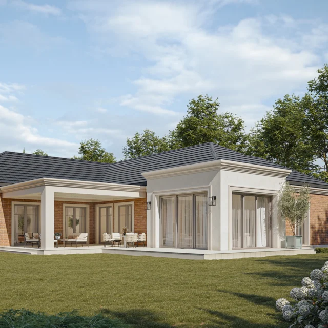 Wygodny dom parterowy zaplanowany na 290m2 o szerokości elewacji frontowej 23,2m - TAK! To właśnie kluczowe parametry willi Tilleul 🌳🌳 którą swoją nazwę zawdzięczam pięknej alei lipowej wzdłuż drogi 🤩🤩